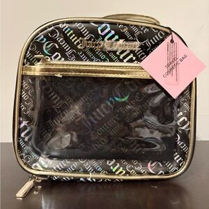 Juicy Couture Black Holographic Cosmetic Bag with Gold Trim